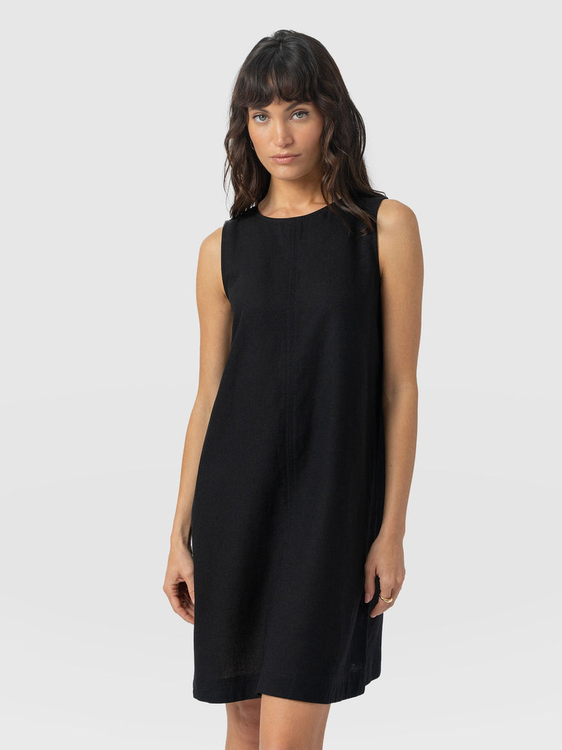 Corinne Linen Shift Dress - Black - Women's Dresses | Saint and Sofia® EU