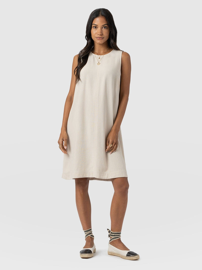 Corinne Linen Shift Dress - Oatmeal - Women's Dresses | Saint and Sofia® EU