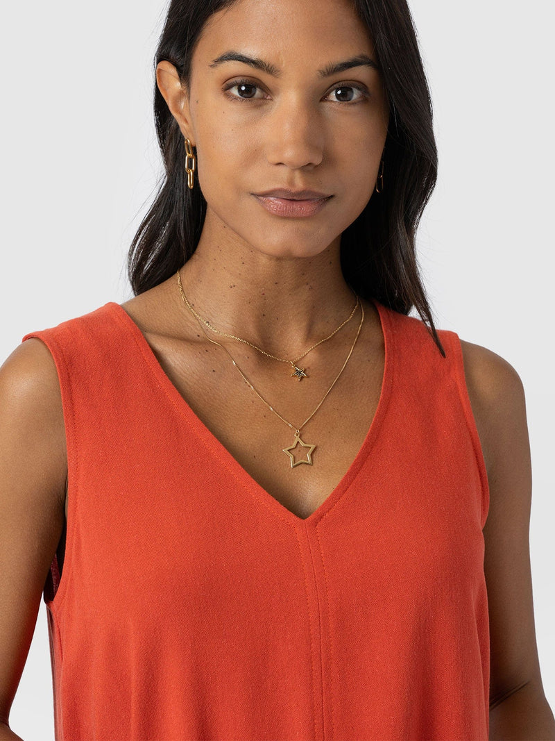 Corinne V Neck Tunic - Burnt Orange - Women's T-shirts | Saint + Sofia® EU