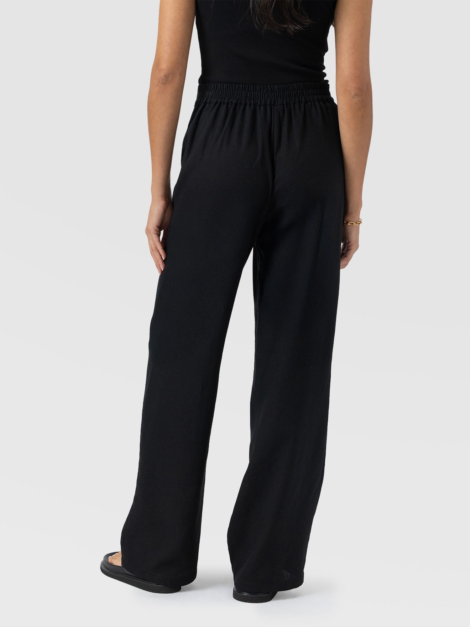 Corinne Wide Leg Linen Pant - Black - Women's Trousers | Saint + Sofia® EU