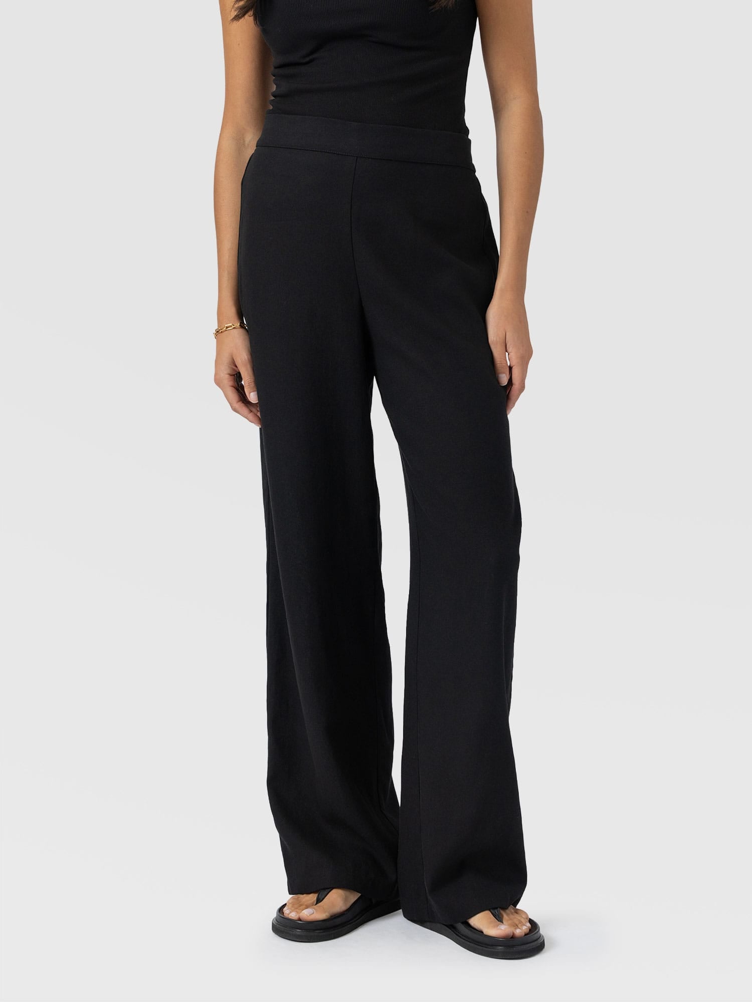 Corinne Wide Leg Linen Pant - Black - Women's Trousers | Saint + Sofia® EU