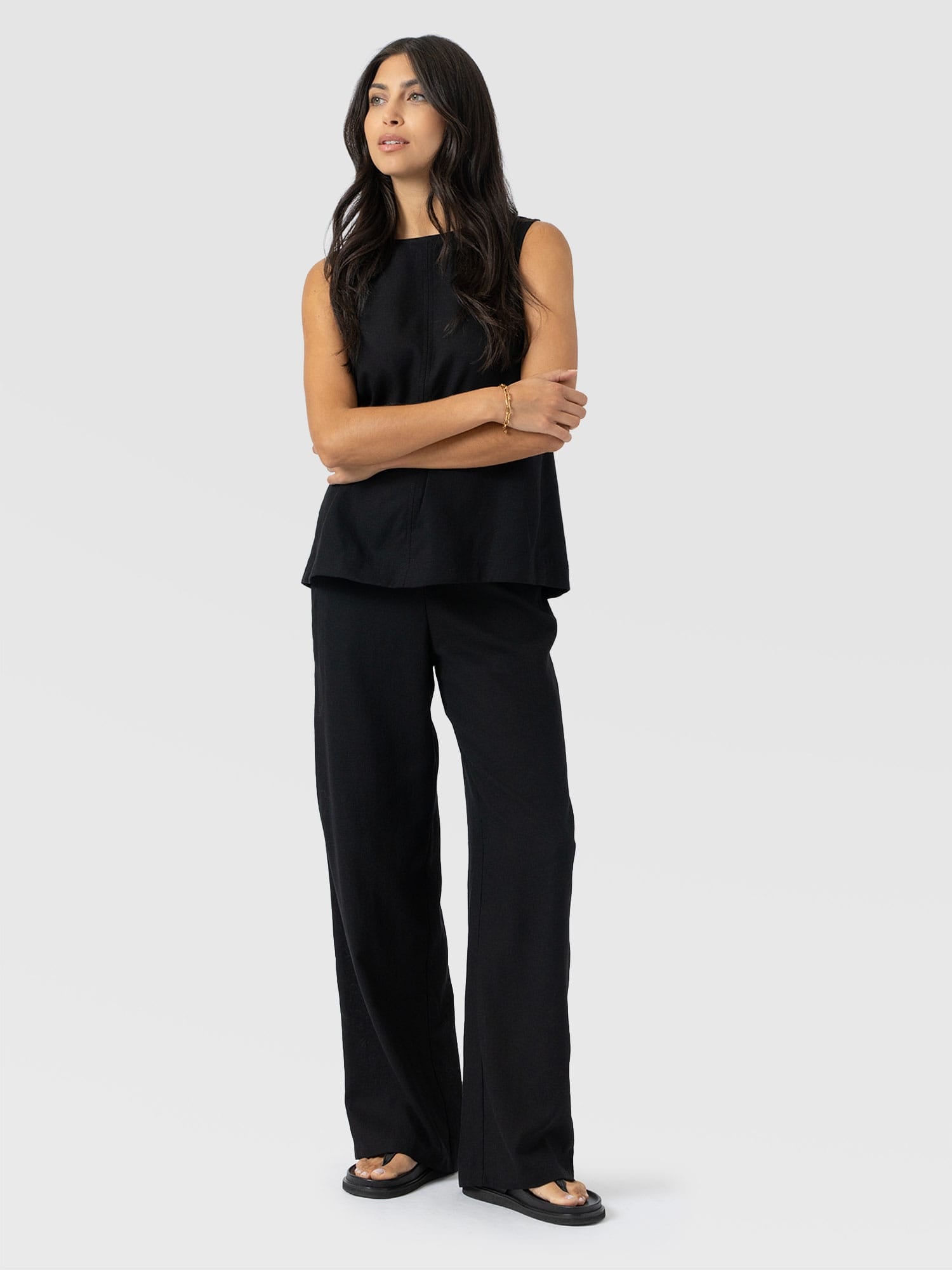 Corinne Wide Leg Linen Pant - Black - Women's Trousers | Saint + Sofia® EU