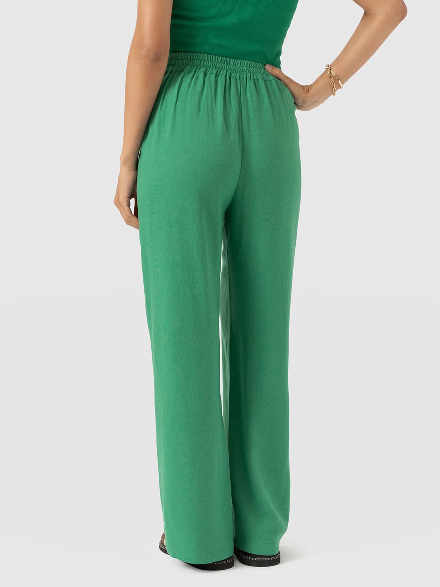 Corinne Wide Leg Linen Pant - Green - Women's Trousers | Saint + Sofia® EU