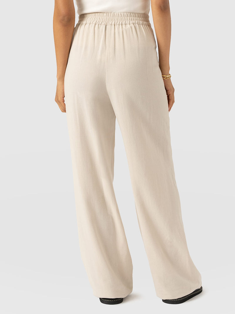 Corinne Wide Leg Linen Pant - Oatmeal - Women's Trousers | Saint + Sofia® EU