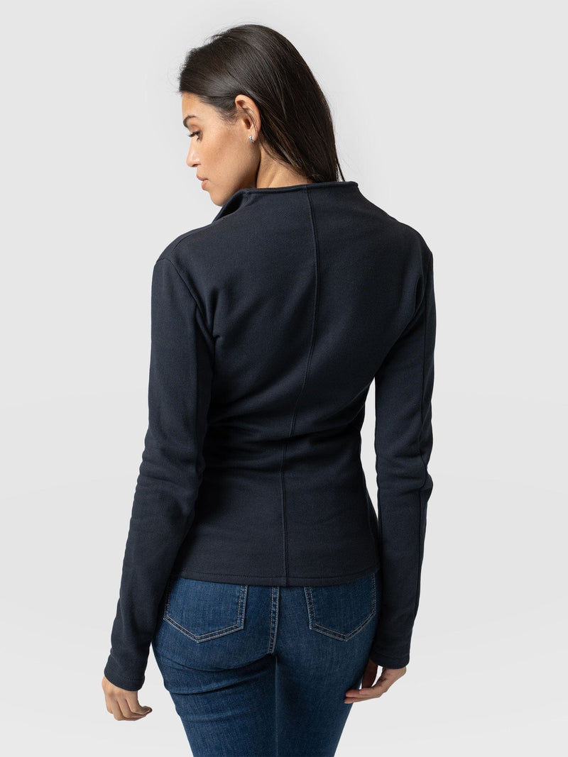 Cotton Biker Jacket Navy - Women's Jackets | Saint and Sofia® EU