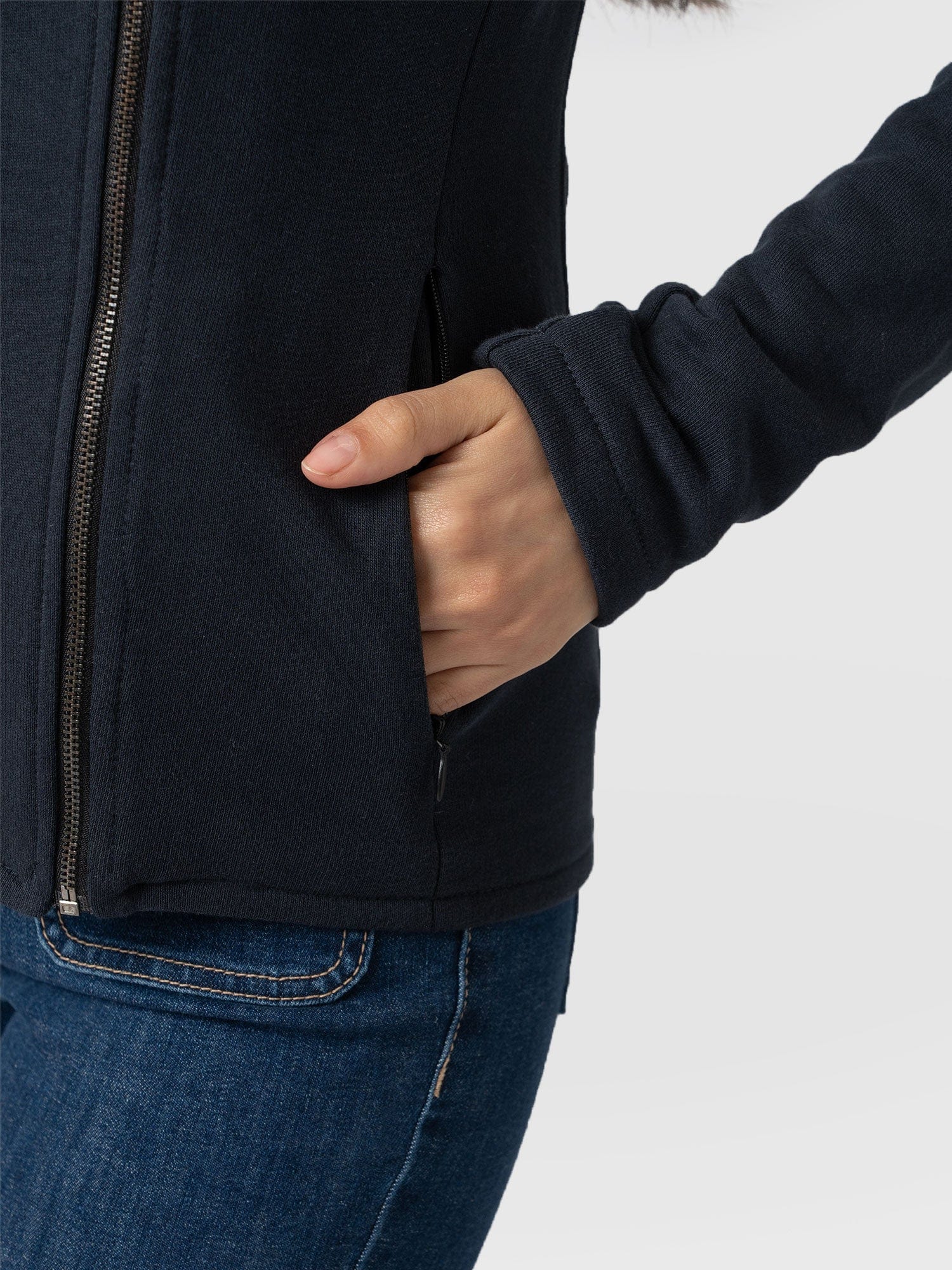 Cotton Biker Jacket Navy - Women's Jackets | Saint and Sofia® EU
