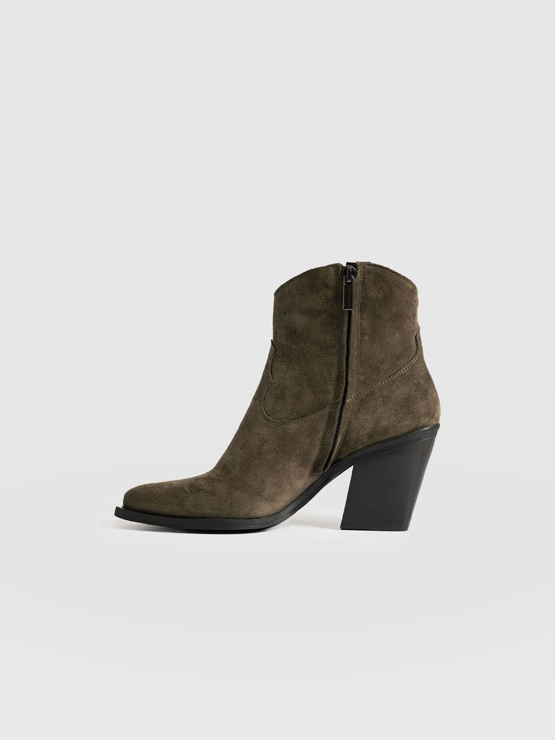 Dallas Mid Boot Khaki - Women's Leather Boots | Saint + Sofia® EU