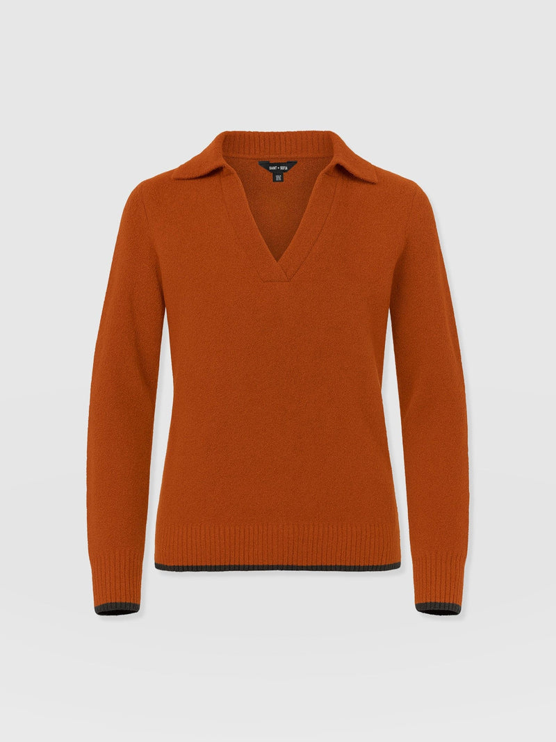 Delphi Polo Knit - Burnt Orange - Women's T-shirts | Saint + Sofia® EU