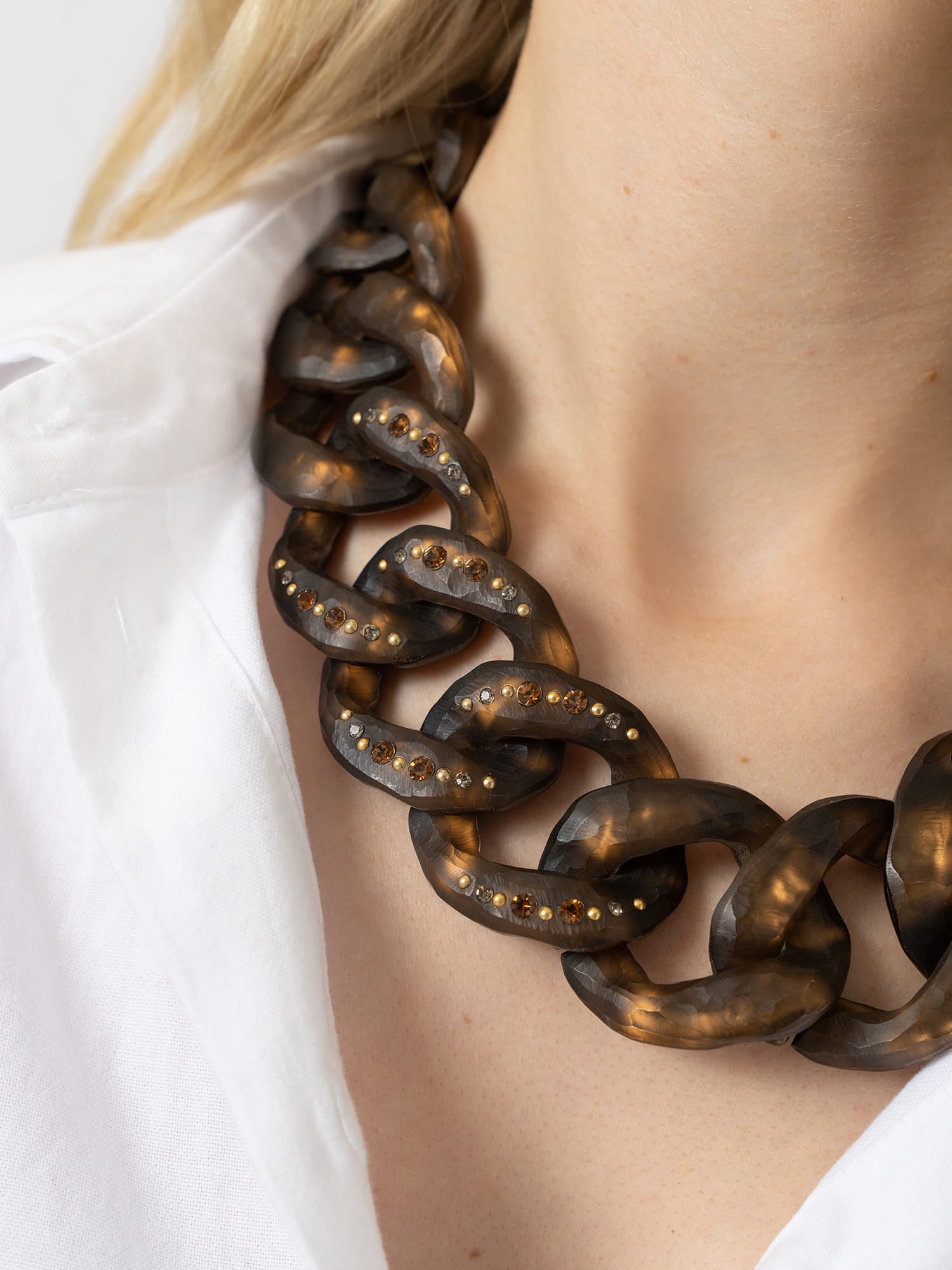 Diamante Chain Necklace - Brown - Women's Jewellers | Saint and Sofia® EU