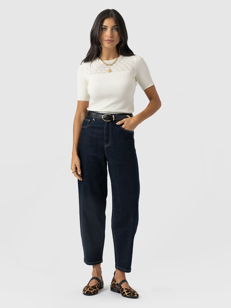 Diamond Knit Tee - Cream - Women's Jumpers | Saint + Sofia® EU
