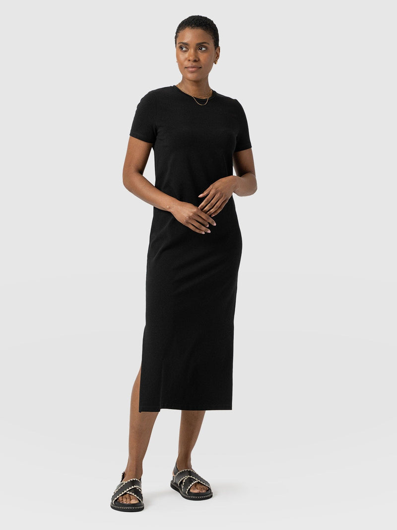 Easy T-Shirt Midi Dress - Black - Women's Dresss | Saint + Sofia® EU