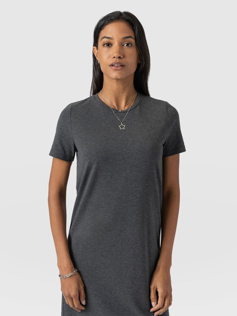 Easy T-Shirt Midi Dress - Charcoal - Women's Dresss | Saint + Sofia® EU