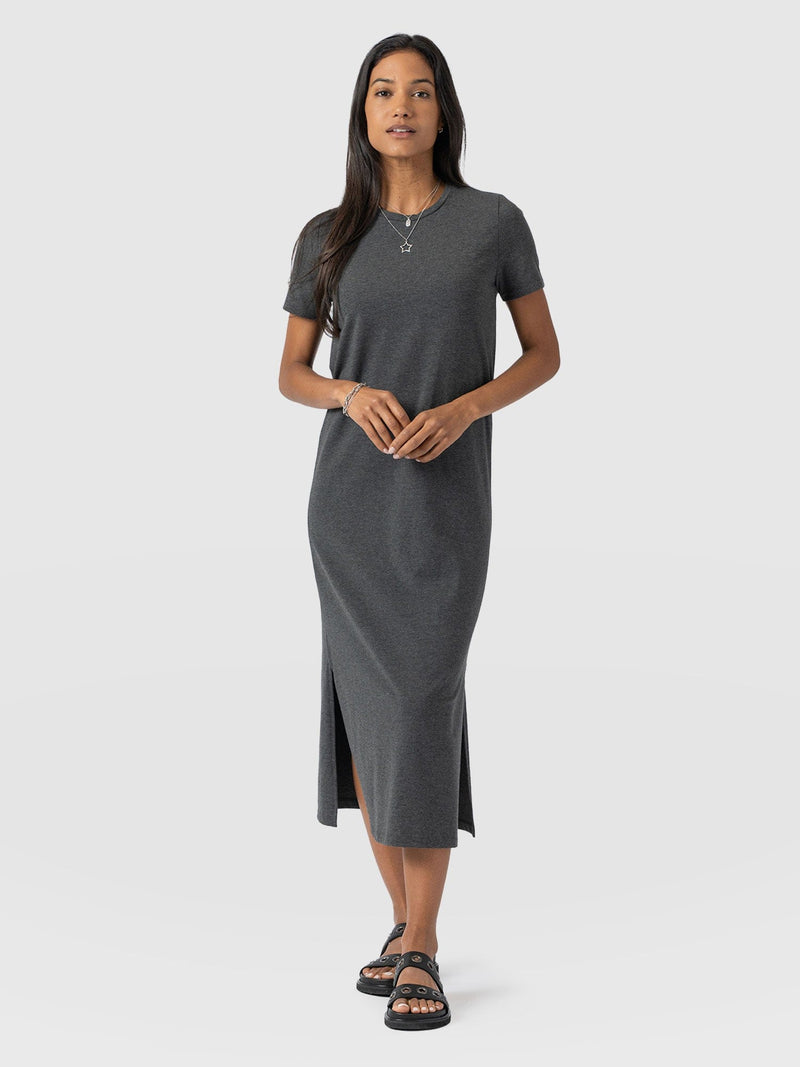 Easy T-Shirt Midi Dress - Charcoal - Women's Dresss | Saint + Sofia® EU