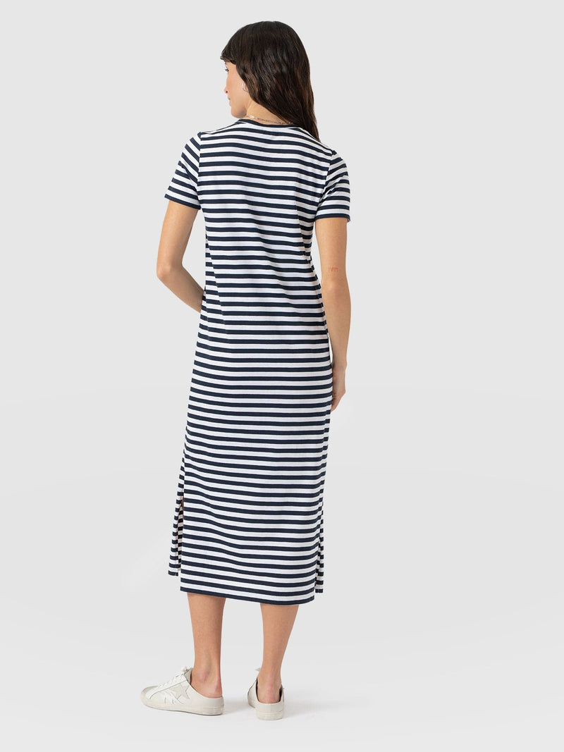 Easy T - Shirt Midi Dress - Navy Stripe - Women's Dresses | Saint + Sofia® EU