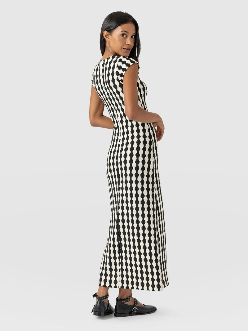 Elise Scoop Neck Midaxi Dress - Black/Cream - Women's Dresss | Saint + Sofia® EU