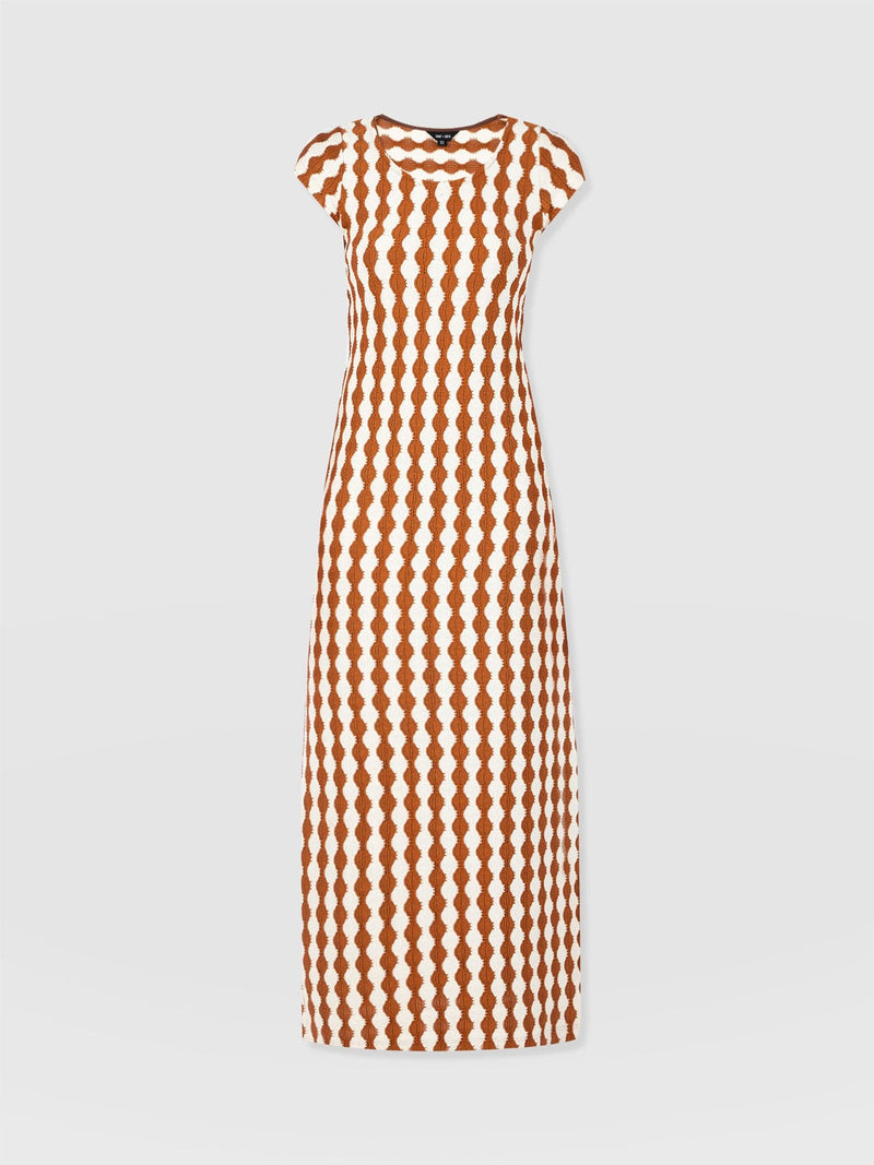 Elise Scoop Neck Midaxi Dress - Brown/Cream - Women's Dresss | Saint + Sofia® EU