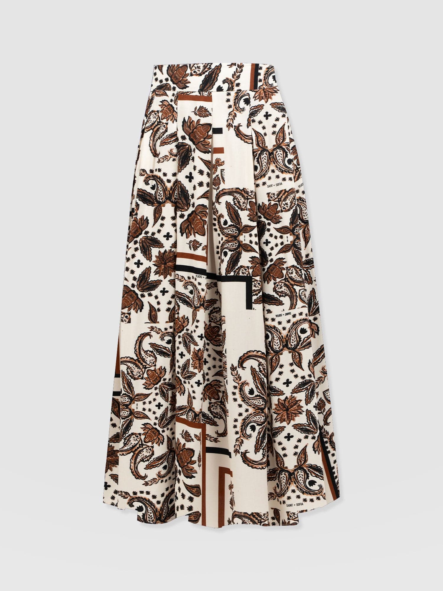 Eliza Pleated Skirt - Cream Paisley - Women's Skirts | Saint and Sofia® EU