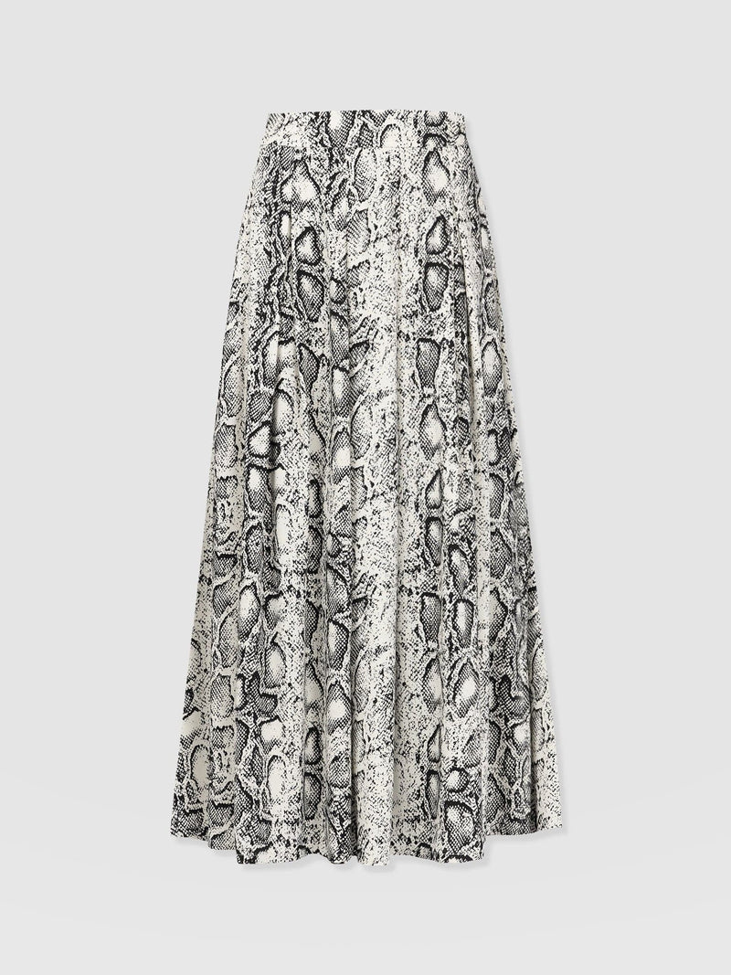 Eliza Pleated Skirt Cream Snake - Women's Skirts | Saint + Sofia® EU