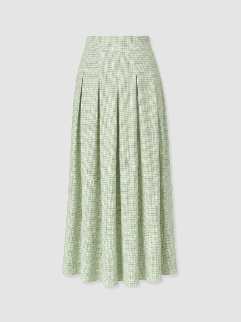Eliza Pleated Skirt - Mint Gingham - Women's Skirts | Saint and Sofia® EU