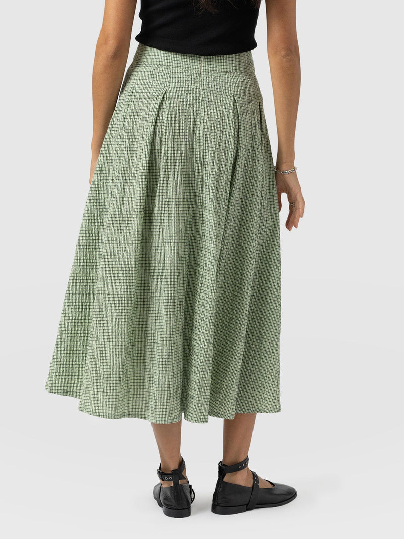 Eliza Pleated Skirt - Mint Gingham - Women's Skirts | Saint and Sofia® EU