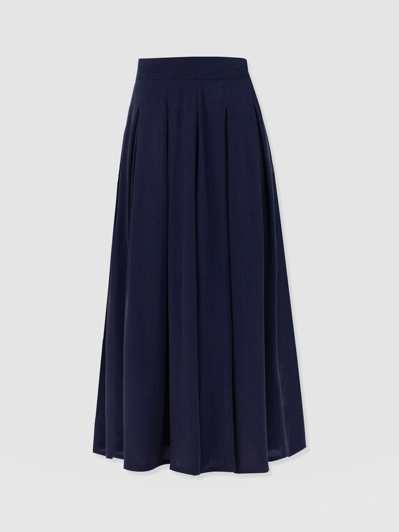Eliza Pleated Skirt Navy - Women's Skirts | Saint + Sofia® EU