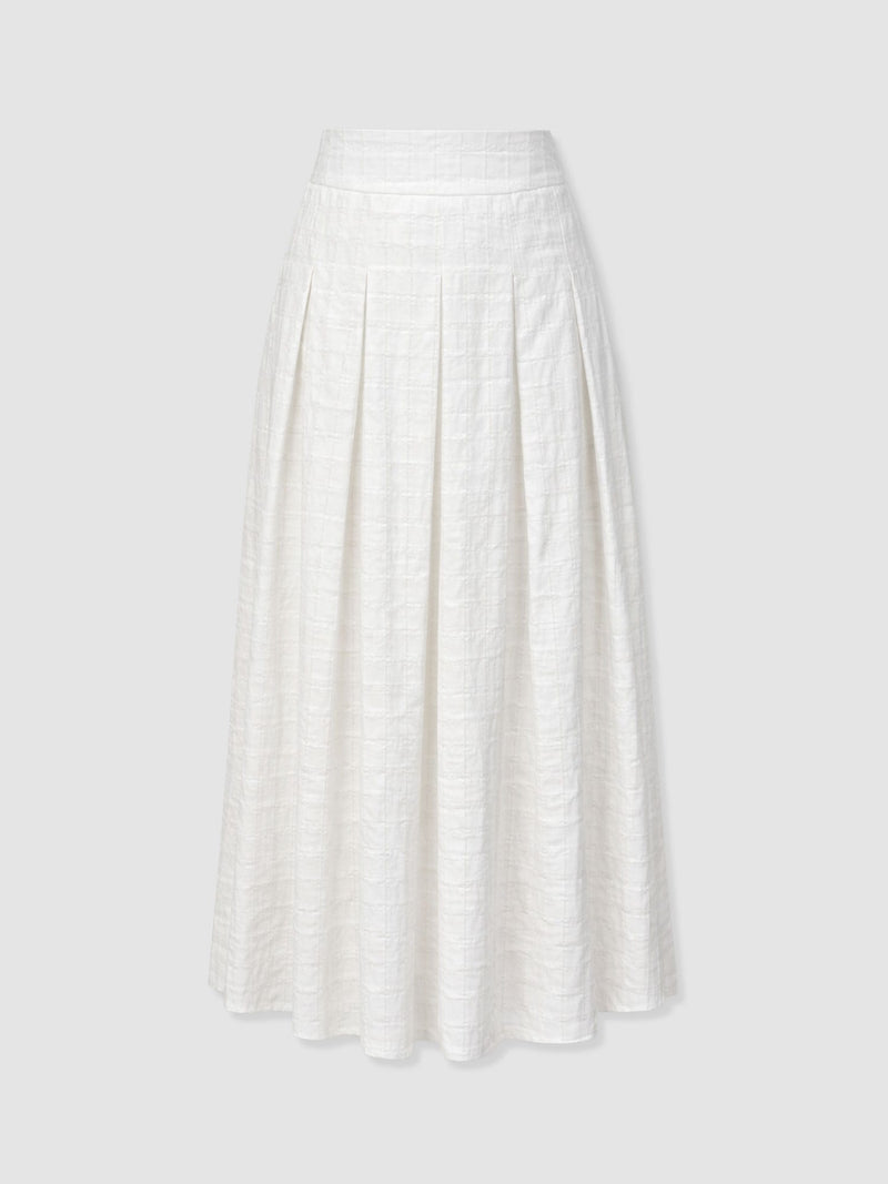 Eliza Pleated Skirt - White Textured - Women's Skirts | Saint + Sofia® EU