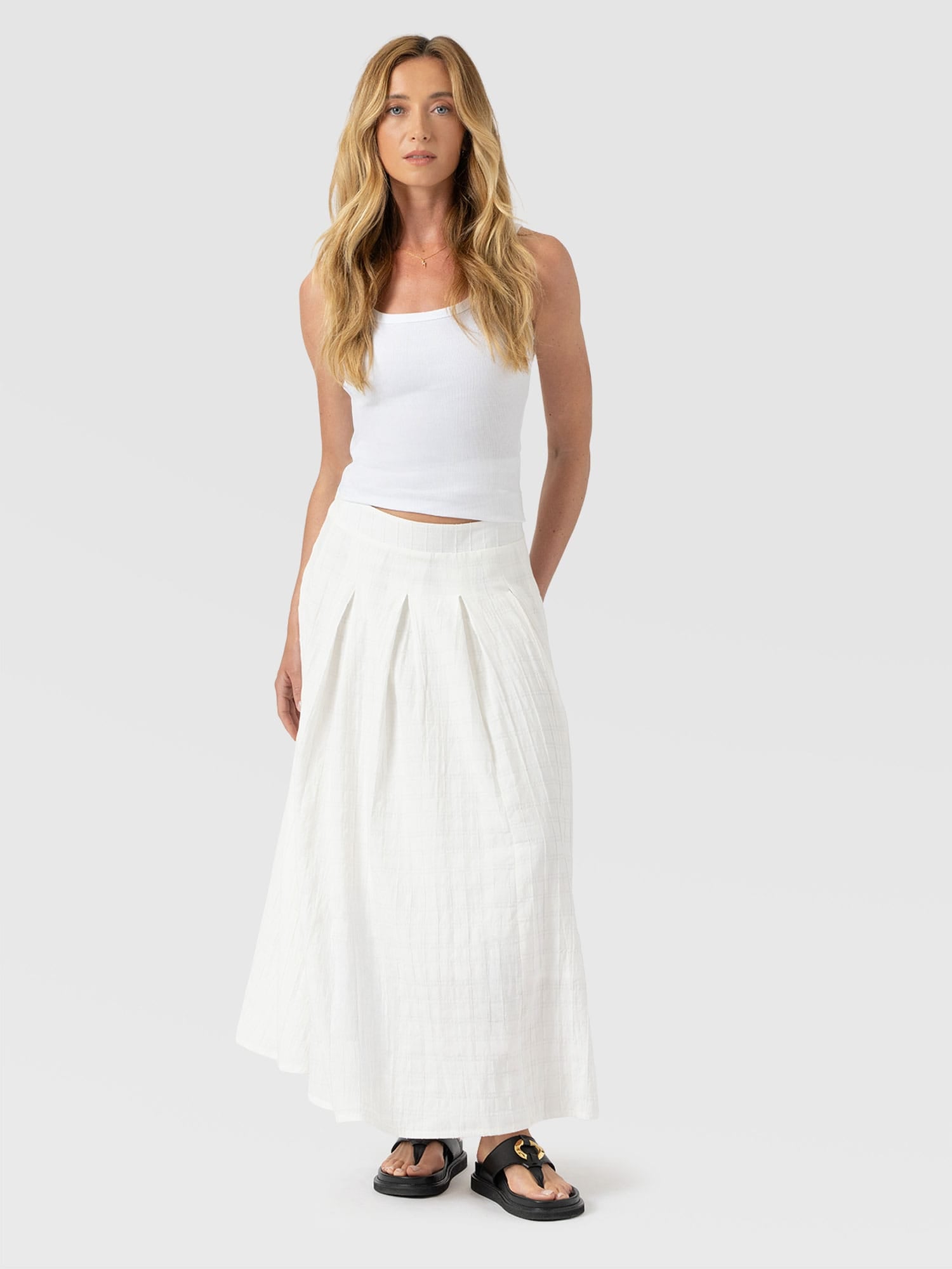 Eliza Skirt - White Textured - Women's Skirts | Saint + Sofia® EU