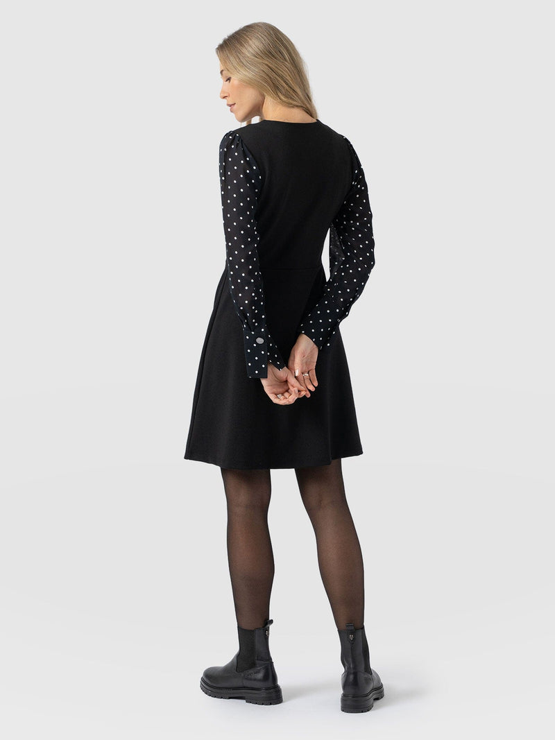 Ella Fit & Flare Dress - Black Polka Dot - Women's Dresses | Saint + Sofia® EU