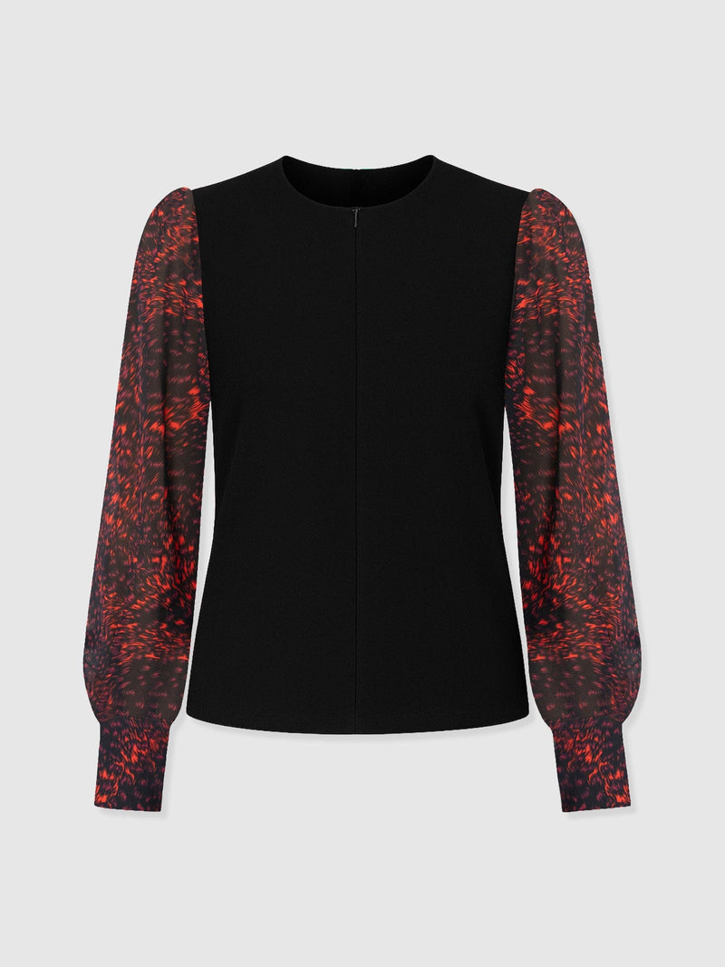 Ella Zip Up Top - Red Fade Spot - Women's T-shirts | Saint and Sofia® EU
