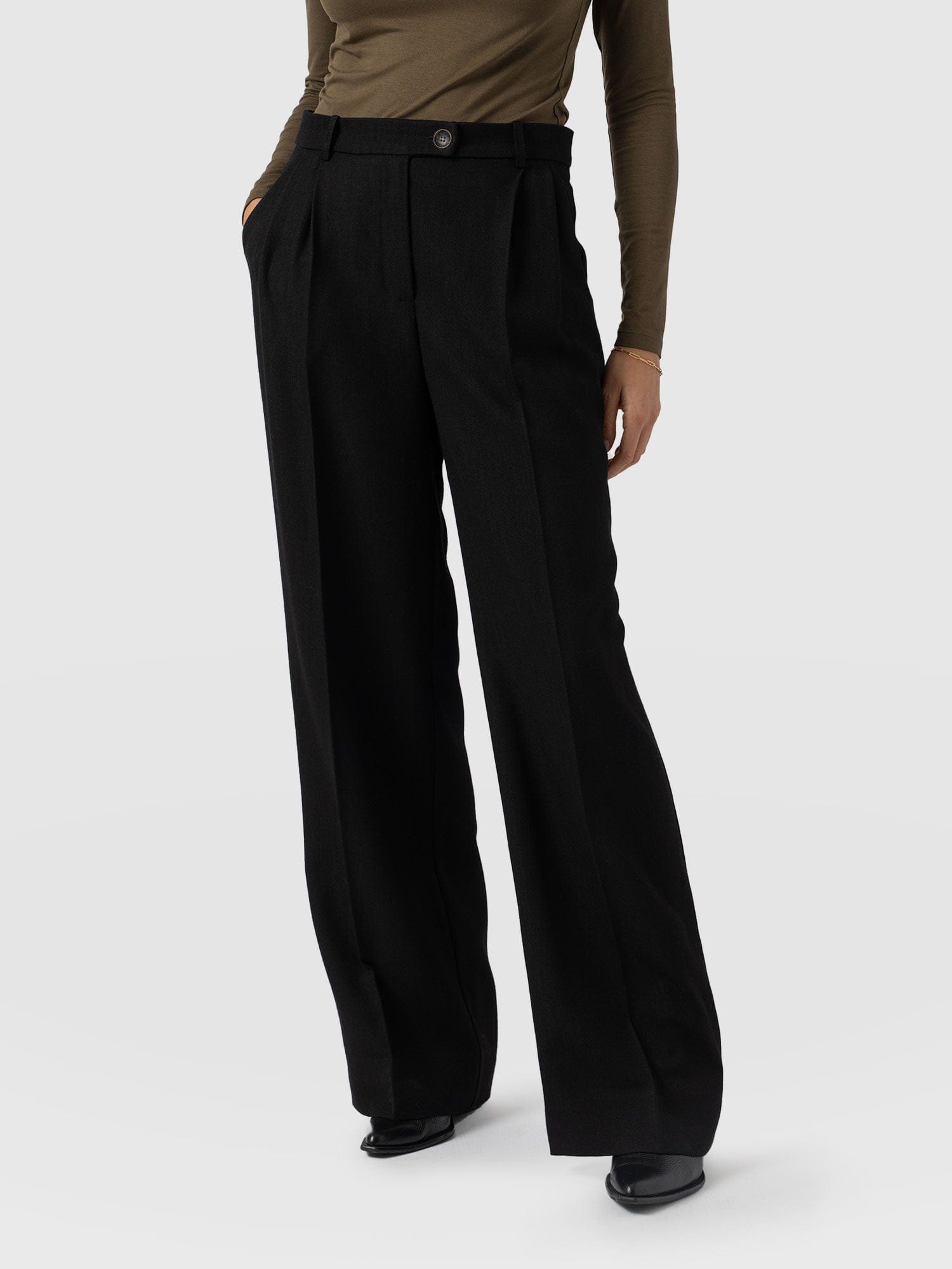 Argent Wide Leg Pant Black - Women's Trousers | Saint + Sofia® EU