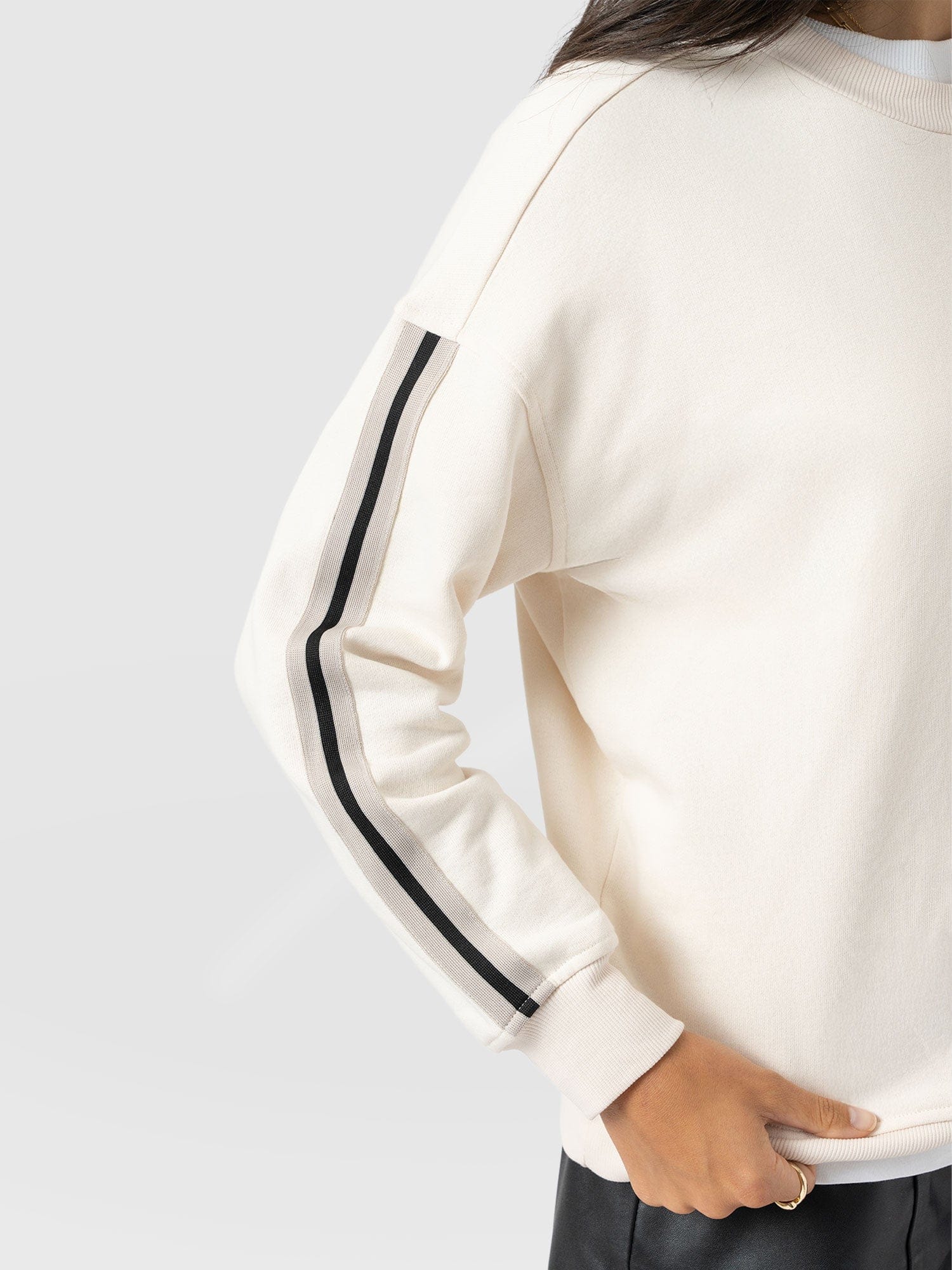 Victory Sweatshirt - Cream - Black Stripe - Women's Jumpers | Saint + Sofia® EU