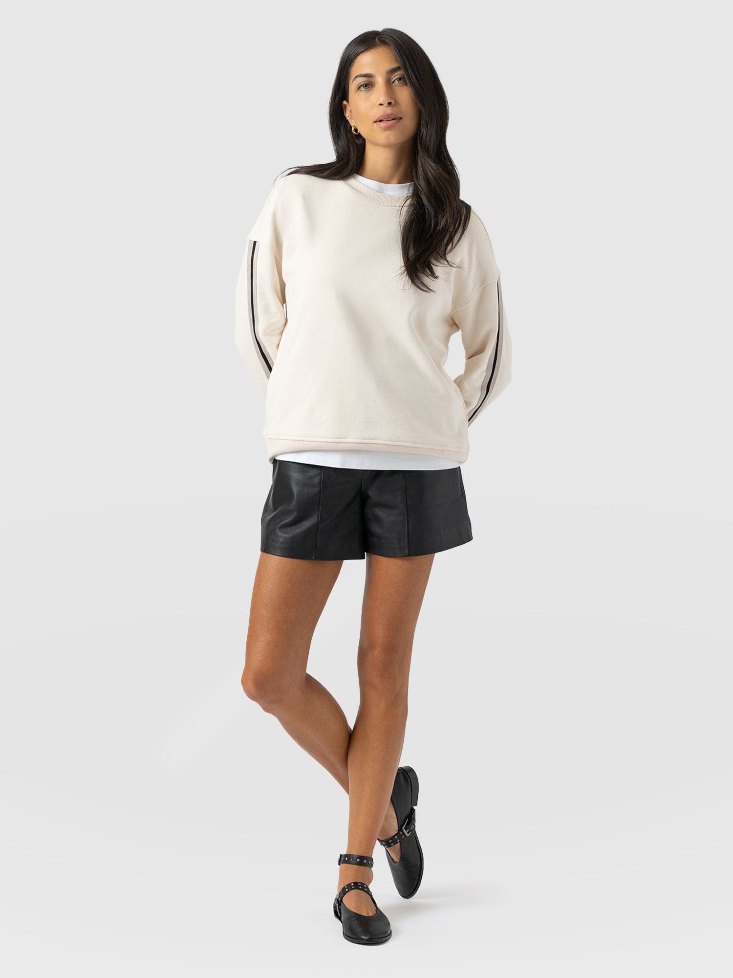 Victory Sweatshirt - Cream - Black Stripe - Women's Jumpers | Saint + Sofia® EU