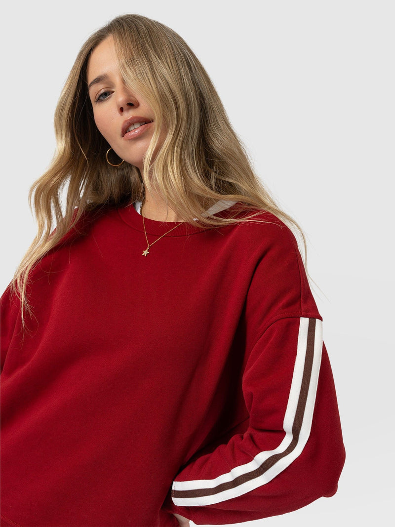 Hoxton Sweatshirt - Red - Brown Stripe - Women's Jumpers | Saint and Sofia® EU