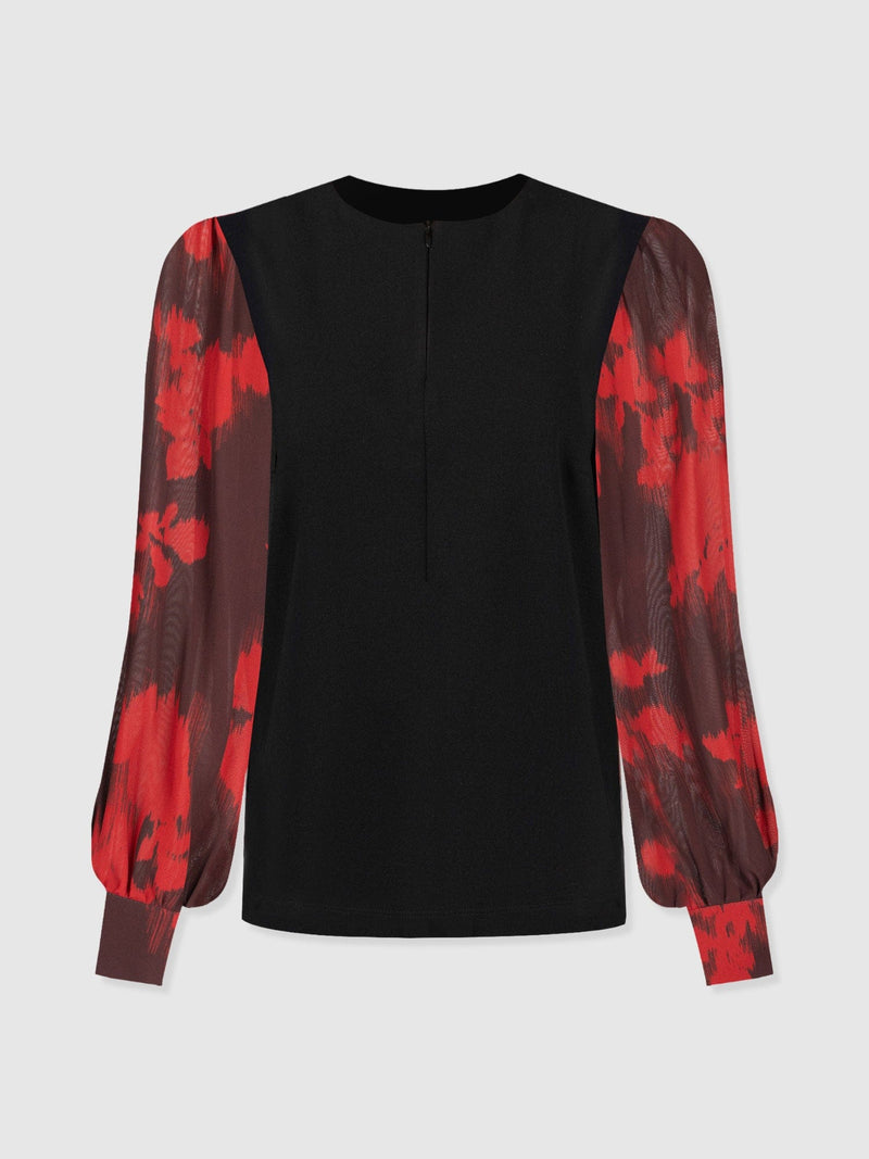 Esme Zip Up Top - Pink Fade Floral - Women's T-shirts | Saint + Sofia® EU