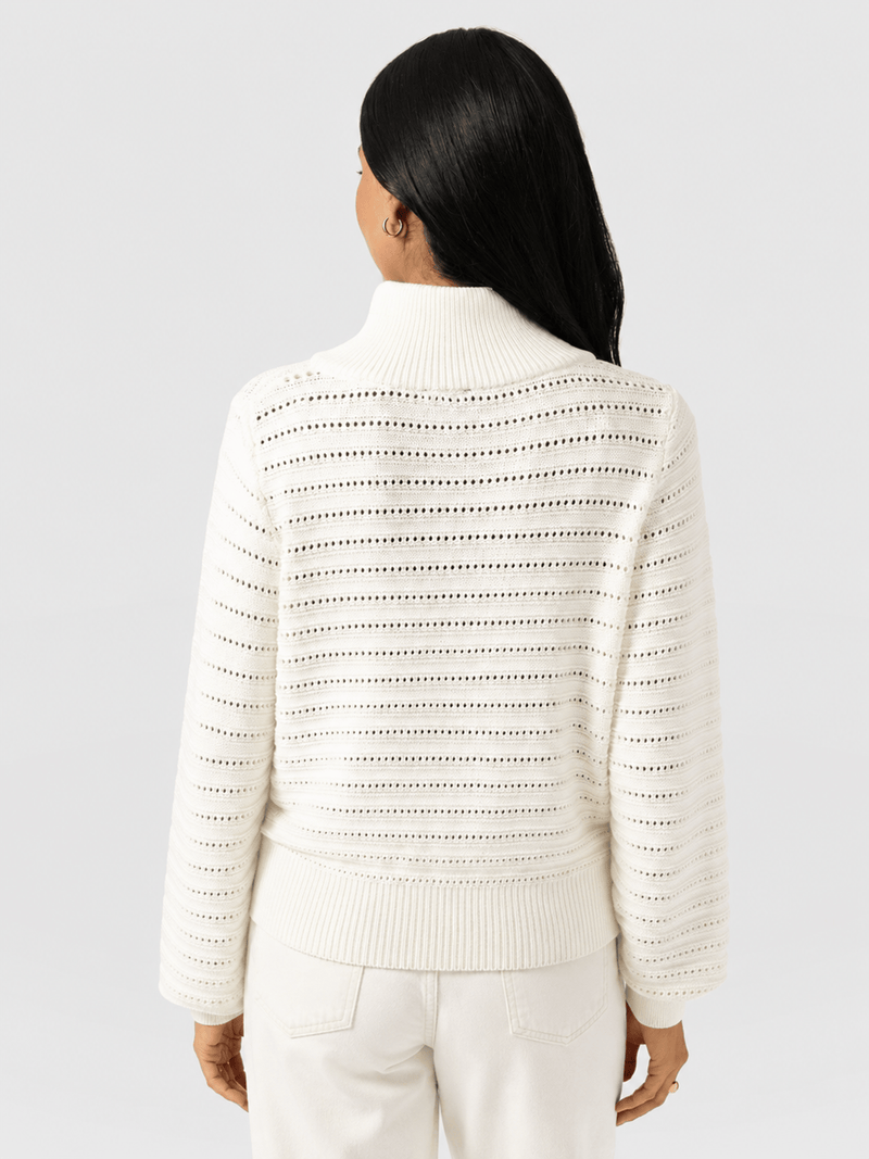 Ester Quarter Zip Knit - Cream - Women's Jumpers | Saint and Sofia® EU