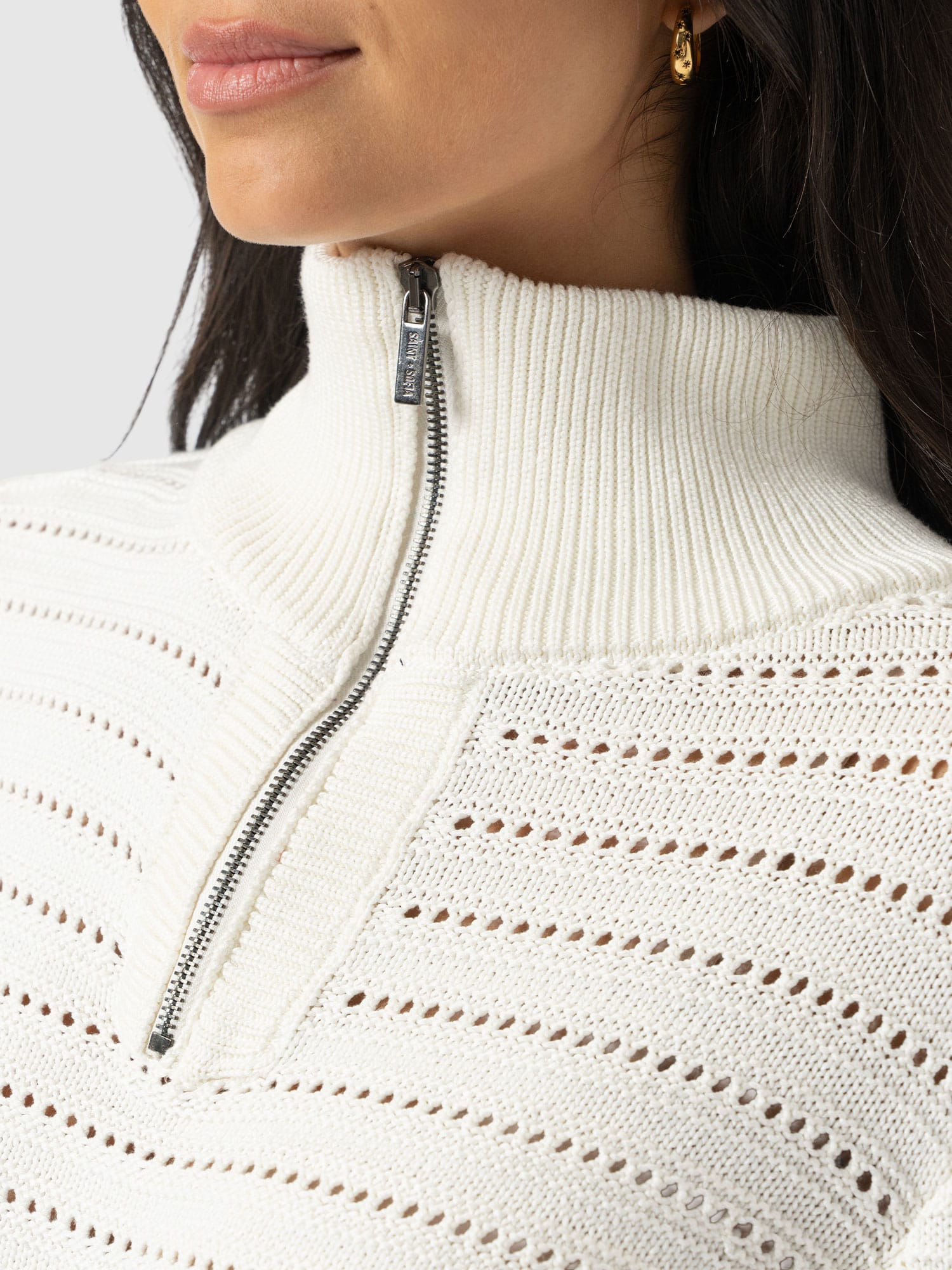Ester Quarter Zip Knit - Cream - Women's Jumpers | Saint and Sofia® EU