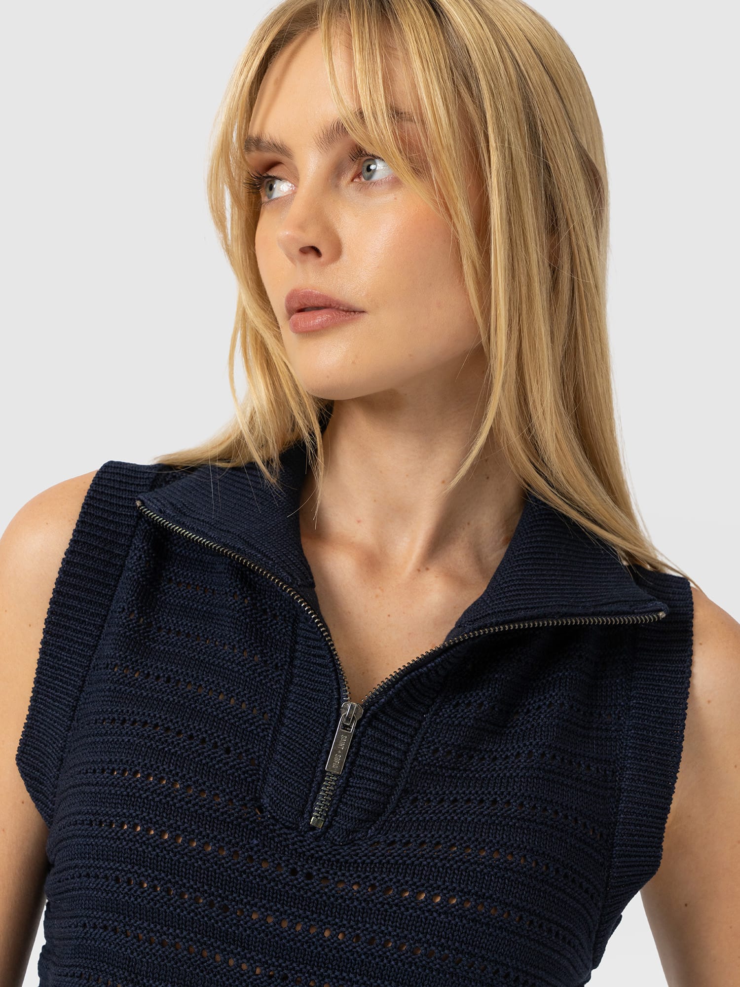 Ester Sleeveless Knit - Navy - Women's Jumpers | Saint and Sofia® EU
