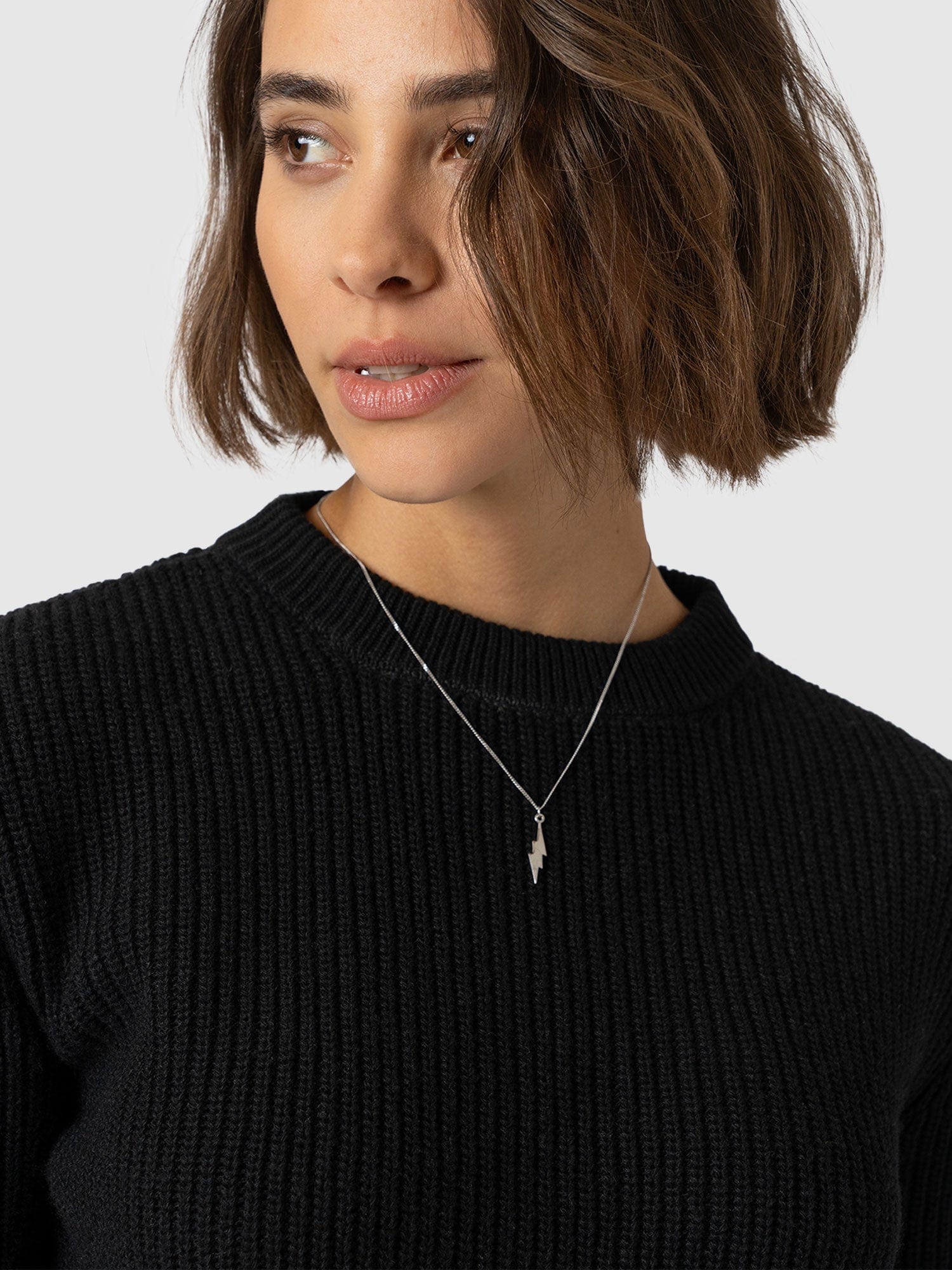 Eyelet Rib Knit Jumper Black - Women's Jumpers | Saint + Sofia® EU