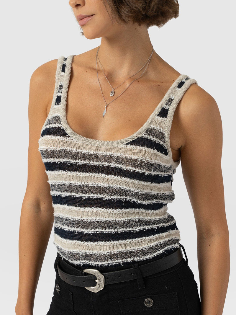 Fearne Knit Cami - Blue Stripe - Women's Tanks | Saint + Sofia® EU