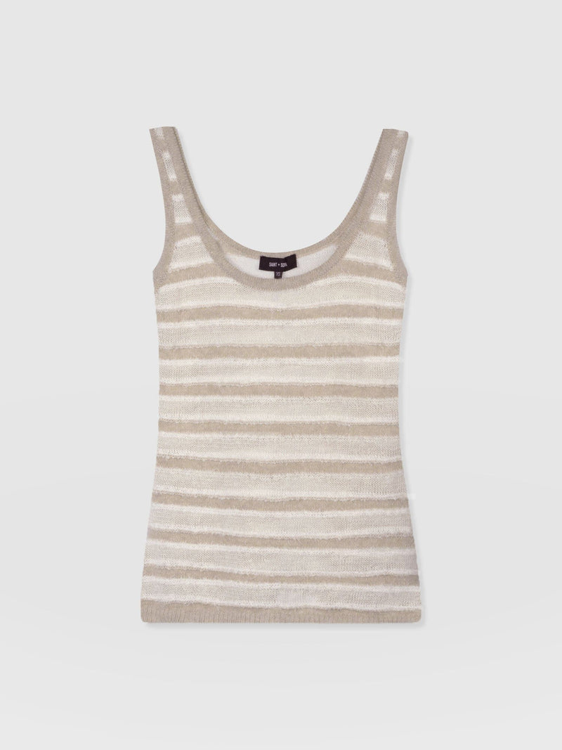 Fearne Knit Cami - Cream Stripe - Women's Tanks | Saint + Sofia® EU