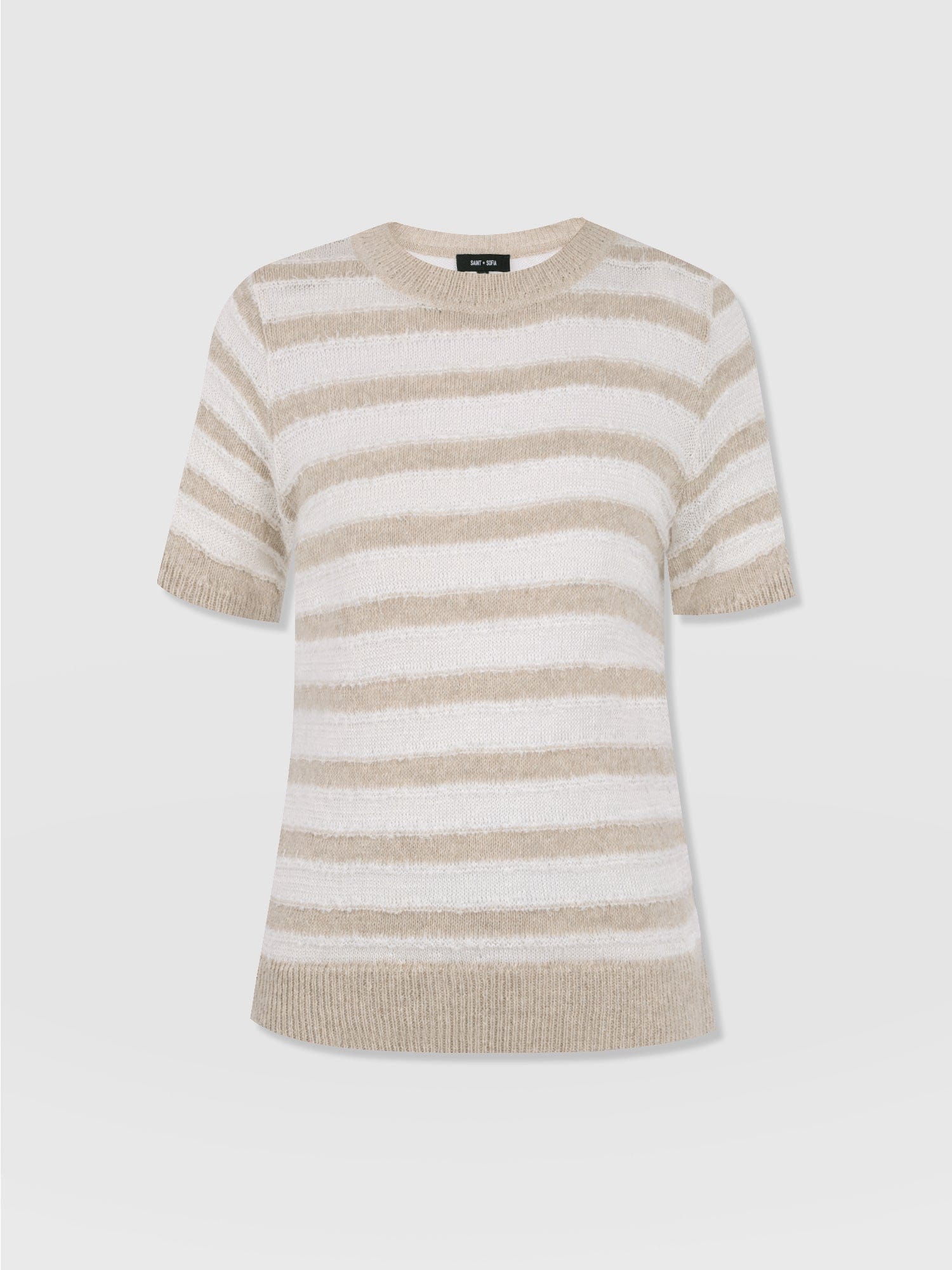 Fearne Knit Tee - Cream Stripe - Women's Knitwears | Saint + Sofia® EU