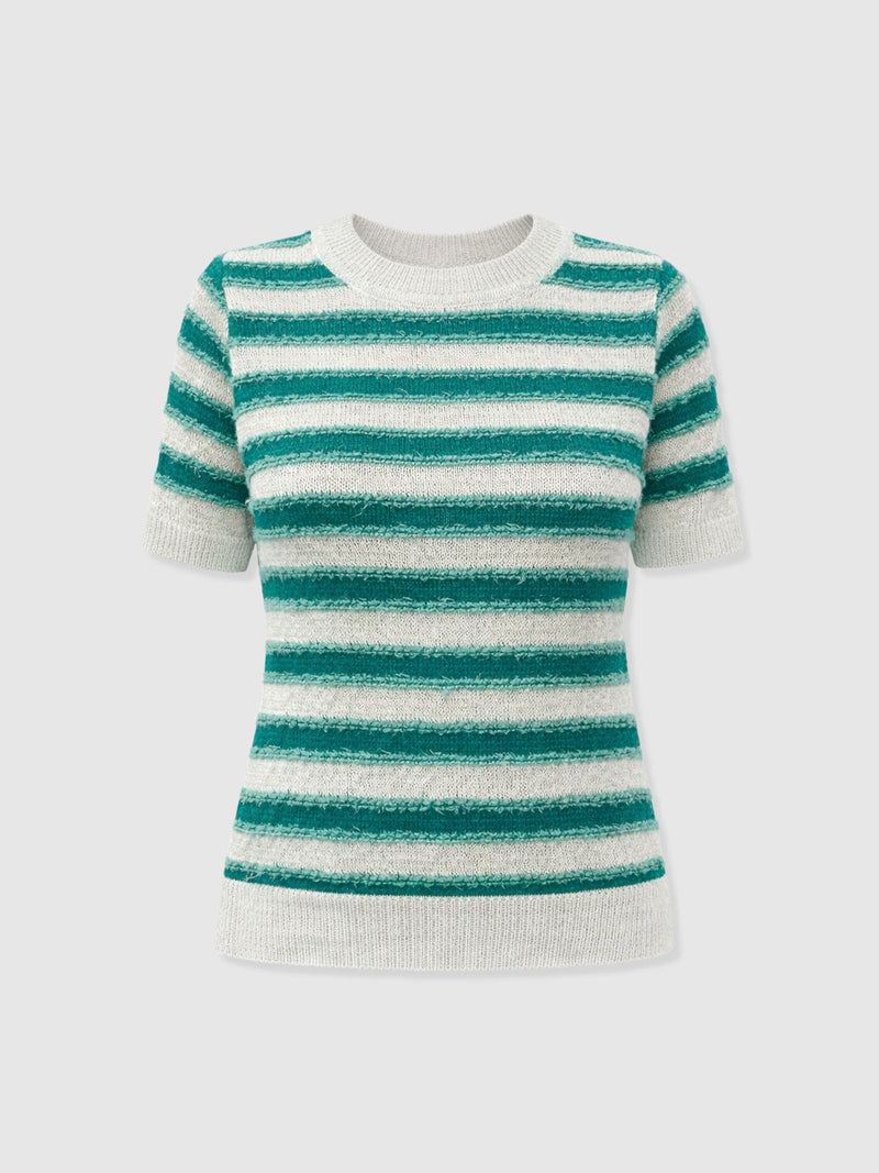 Fearne Knit Tee - Mint Stripe - Women's Jumpers | Saint and Sofia® EU