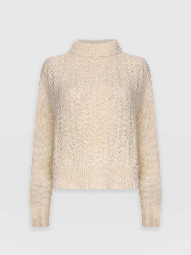 Glen Cable Knit Jumper Cream - Women's Jumpers | Saint + Sofia® EU