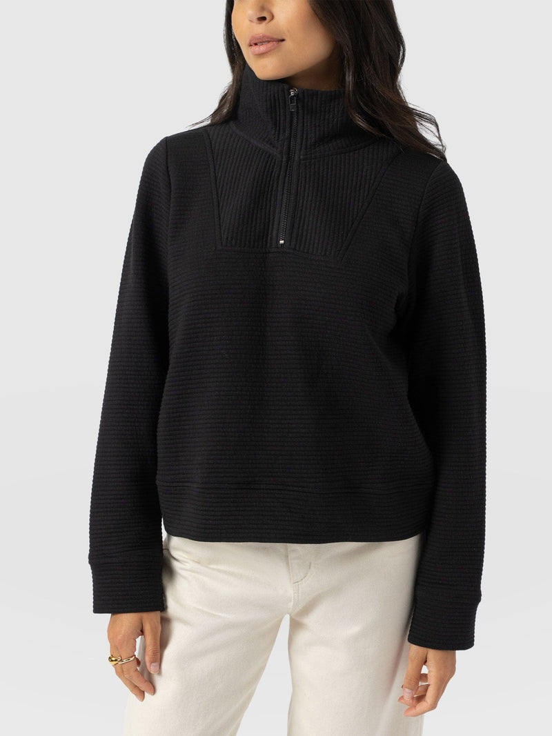 Halsey Quarter Zip - Black Ottoman - Women's Jumpers | Saint + Sofia® EU