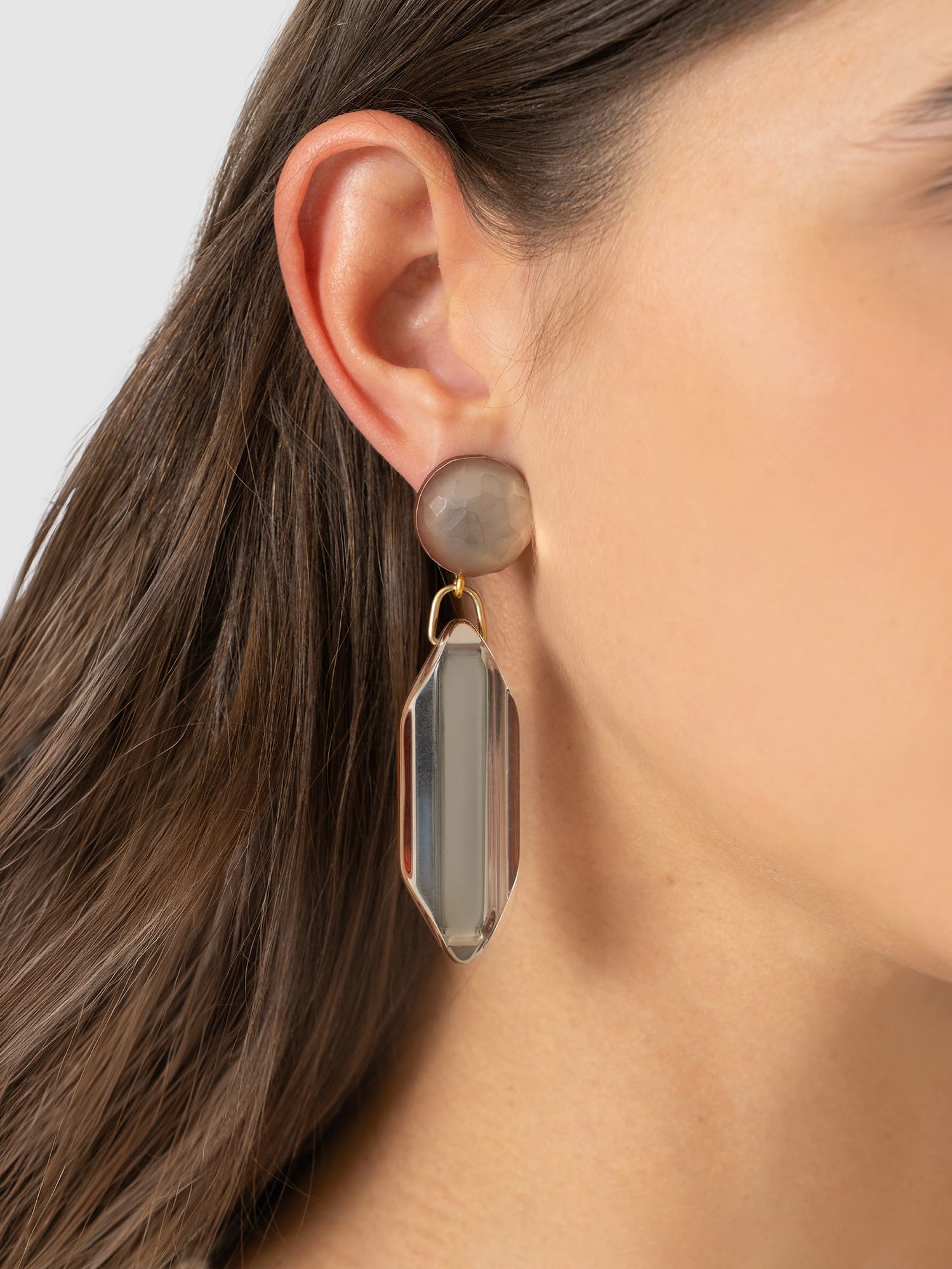 Hammered Mirror Drop Earrings - Champagne - Women's Jewellers | Saint and Sofia® EU