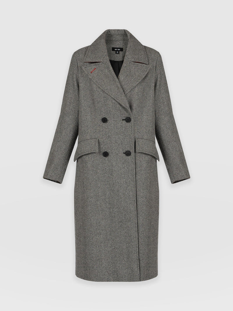 Hampton Coat Monochrome Chevron - Women's Coats | Saint + Sofia® EU