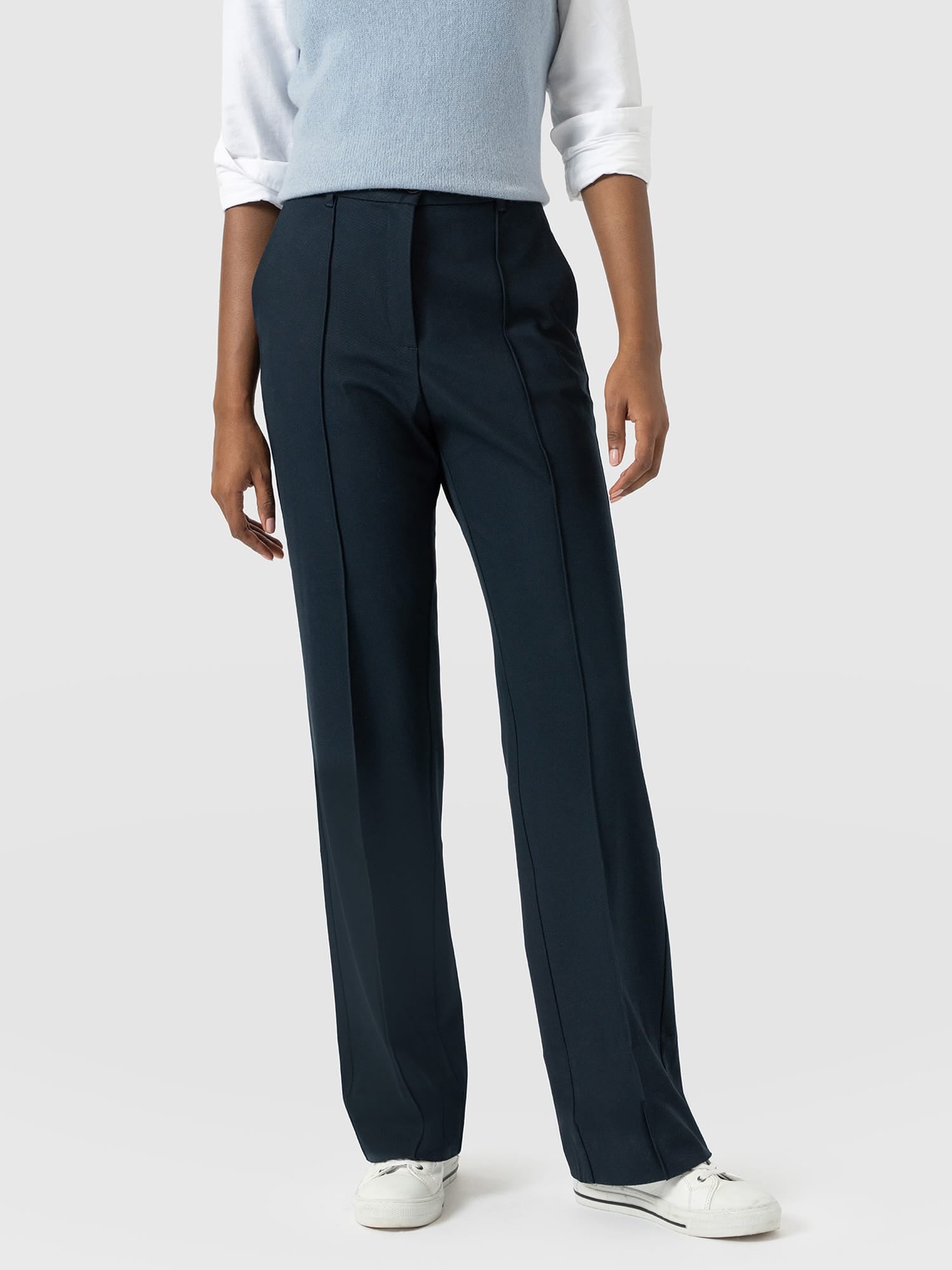 Harlow Straight Leg Pant - Navy - Women's Trousers | Saint and Sofia® EU