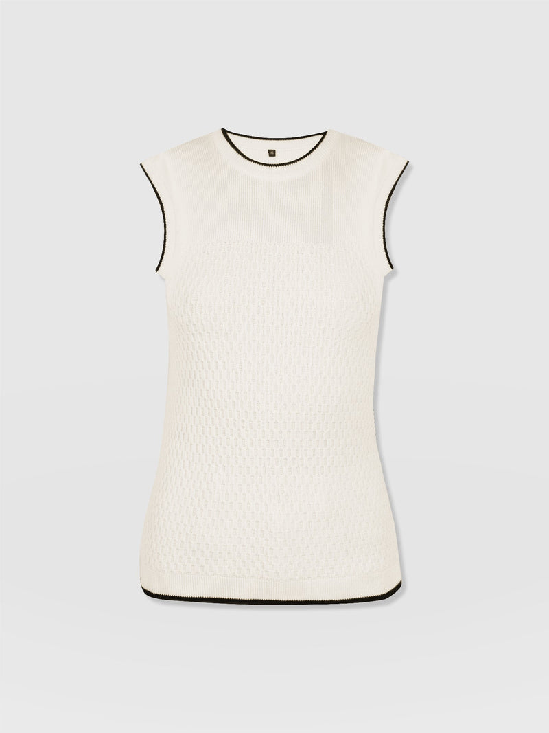 Honeycomb Sleeveless Rib Knit - Cream - Women's Knitwears | Saint + Sofia® EU