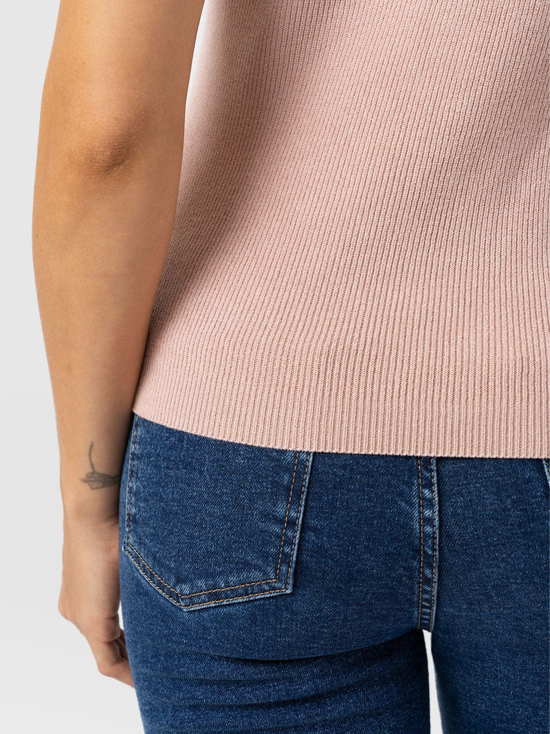 Honeycomb Sleeveless Rib Knit - Pale Pink - Women's Knitwears | Saint + Sofia? EU