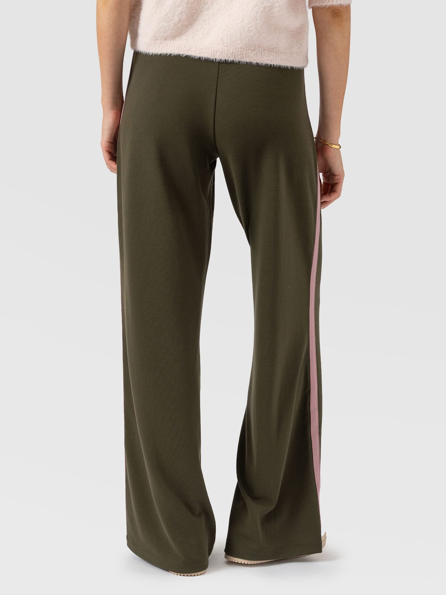 Hoxton Straight Leg Pant - Khaki - Pink Stripe - Women's Trousers | Saint and Sofia® EU